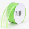 Apple Green - Organza Ribbon Two Striped Satin Edge - ( W: 1-1/2 Inch | L: 25 Yards ) FuzzyFabric - Wholesale Ribbons, Tulle Fabric, Wreath Deco Mesh Supplies