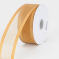Old Gold - Organza Ribbon Two Striped Satin Edge - ( W: 1-1/2 Inch | L: 25 Yards ) FuzzyFabric - Wholesale Ribbons, Tulle Fabric, Wreath Deco Mesh Supplies