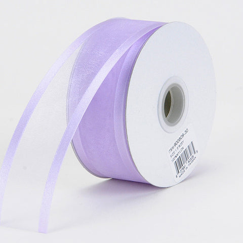 Lavender - Organza Ribbon Two Striped Satin Edge - ( W: 1-1/2 Inch | L: 25 Yards ) FuzzyFabric - Wholesale Ribbons, Tulle Fabric, Wreath Deco Mesh Supplies