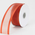 Copper - Organza Ribbon Two Striped Satin Edge - ( W: 5/8 Inch | L: 25 Yards ) FuzzyFabric - Wholesale Ribbons, Tulle Fabric, Wreath Deco Mesh Supplies