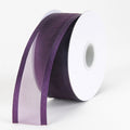 Plum - Organza Ribbon Two Striped Satin Edge - ( W: 3/8 Inch | L: 25 Yards ) FuzzyFabric - Wholesale Ribbons, Tulle Fabric, Wreath Deco Mesh Supplies