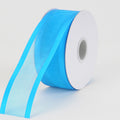 Turquoise - Organza Ribbon Two Striped Satin Edge - ( W: 7/8 Inch | L: 25 Yards ) FuzzyFabric - Wholesale Ribbons, Tulle Fabric, Wreath Deco Mesh Supplies
