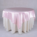 Light Pink - 72 x 72 Inch Satin Square Table Overlays FuzzyFabric - Wholesale Ribbons, Tulle Fabric, Wreath Deco Mesh Supplies