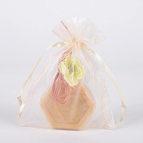 Ivory - Organza Bags - ( 6x15 Inch - 6 Bags ) FuzzyFabric - Wholesale Ribbons, Tulle Fabric, Wreath Deco Mesh Supplies