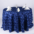Navy Blue - 120 inch Rosette Satin Round Tablecloths FuzzyFabric - Wholesale Ribbons, Tulle Fabric, Wreath Deco Mesh Supplies