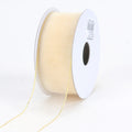Ivory with Gold Edge - Sheer Organza Ribbon - ( W: 1-1/2 Inch | L: 25 Yards ) FuzzyFabric - Wholesale Ribbons, Tulle Fabric, Wreath Deco Mesh Supplies