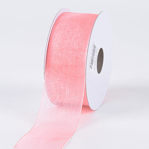 Coral - Sheer Organza Ribbon - ( W: 5/8 Inch | L: 25 Yards ) FuzzyFabric - Wholesale Ribbons, Tulle Fabric, Wreath Deco Mesh Supplies