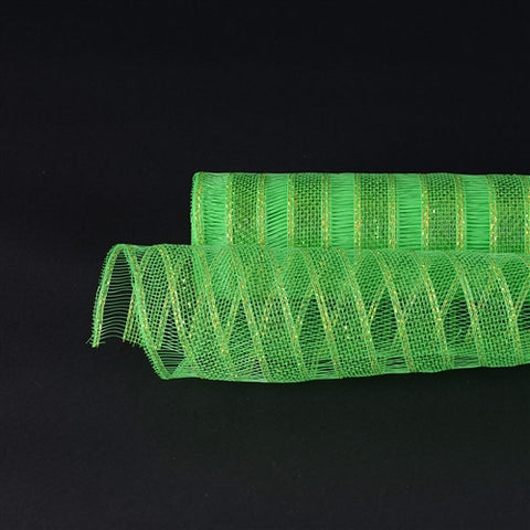 Apple Green - Deco Mesh Eyelash Metallic Design ( 21 Inch x 10 Yards ) FuzzyFabric - Wholesale Ribbons, Tulle Fabric, Wreath Deco Mesh Supplies