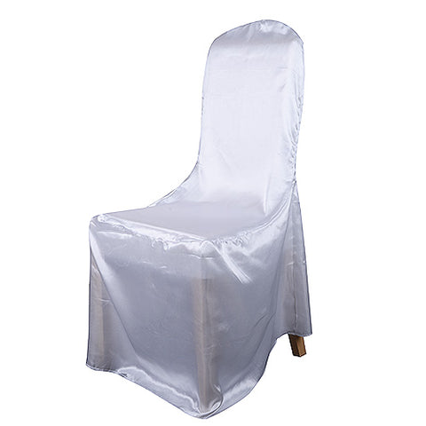 White - Universal Satin Chair Cover FuzzyFabric - Wholesale Ribbons, Tulle Fabric, Wreath Deco Mesh Supplies