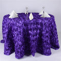 Purple - 120 inch Rosette Satin Round Tablecloths FuzzyFabric - Wholesale Ribbons, Tulle Fabric, Wreath Deco Mesh Supplies