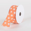 Satin Polka Dot Ribbon Wired Orange with White Dots ( W: 1-1/2 inch | L: 10 Yards ) FuzzyFabric - Wholesale Ribbons, Tulle Fabric, Wreath Deco Mesh Supplies