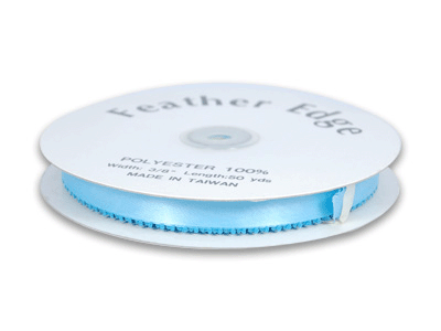 Blue Mist - Satin Ribbon Feather Edge - ( W: 3/16 Inch | L: 50 Yards ) FuzzyFabric - Wholesale Ribbons, Tulle Fabric, Wreath Deco Mesh Supplies