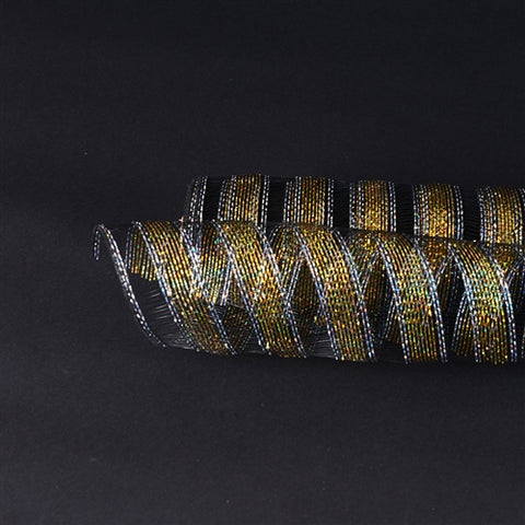 Black - Deco Mesh Eyelash Metallic Design ( 21 Inch x 10 Yards ) FuzzyFabric - Wholesale Ribbons, Tulle Fabric, Wreath Deco Mesh Supplies