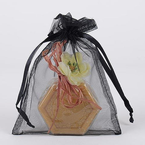 Black - Organza Bags - ( 6x15 Inch - 10 Bags ) FuzzyFabric - Wholesale Ribbons, Tulle Fabric, Wreath Deco Mesh Supplies