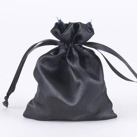 Black - Satin Bags - ( 3x4 Inch - 10 Bags ) FuzzyFabric - Wholesale Ribbons, Tulle Fabric, Wreath Deco Mesh Supplies