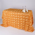 Gold - 90 x 156 inch Rosette Rectangle Tablecloths FuzzyFabric - Wholesale Ribbons, Tulle Fabric, Wreath Deco Mesh Supplies