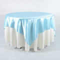 Light Blue - 72 x 72 Inch Satin Square Table Overlays FuzzyFabric - Wholesale Ribbons, Tulle Fabric, Wreath Deco Mesh Supplies