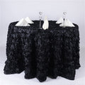 Black - 132 inch Rosette Satin Round Tablecloths FuzzyFabric - Wholesale Ribbons, Tulle Fabric, Wreath Deco Mesh Supplies