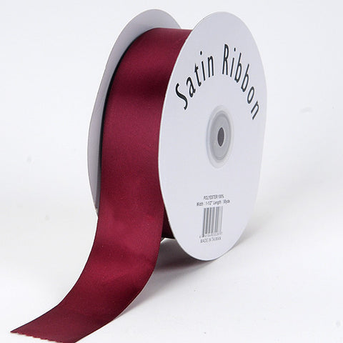 Burgundy - Satin Ribbon Single Face - ( W: 1/8 Inch | L: 100 Yards ) FuzzyFabric - Wholesale Ribbons, Tulle Fabric, Wreath Deco Mesh Supplies