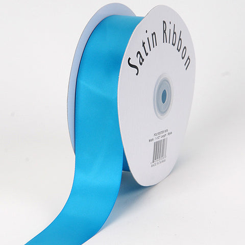 Turquoise - Satin Ribbon Single Face - ( W: 1/8 Inch | L: 100 Yards ) FuzzyFabric - Wholesale Ribbons, Tulle Fabric, Wreath Deco Mesh Supplies