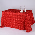 Red - 90 x 156 inch Rosette Rectangle Tablecloths FuzzyFabric - Wholesale Ribbons, Tulle Fabric, Wreath Deco Mesh Supplies