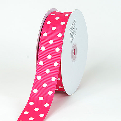 Grosgrain Ribbon Polka Dot Light Pink with White Dots ( W: 3/8 inch | L: 50 Yards )