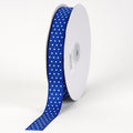 Royal Blue with White Dots - Grosgrain Ribbon Swiss Dot - ( W: 5/8 Inch | L: 50 Yards ) FuzzyFabric - Wholesale Ribbons, Tulle Fabric, Wreath Deco Mesh Supplies