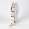 Ivory with Brown Dots - Grosgrain Ribbon Swiss Dot - ( W: 7/8 Inch | L: 50 Yards ) FuzzyFabric - Wholesale Ribbons, Tulle Fabric, Wreath Deco Mesh Supplies