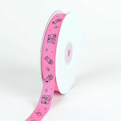 Hot Pink - Grosgrain Ribbon MooMoo Cow Print - ( W: 5/8 Inch | L: 25 Yards ) FuzzyFabric - Wholesale Ribbons, Tulle Fabric, Wreath Deco Mesh Supplies