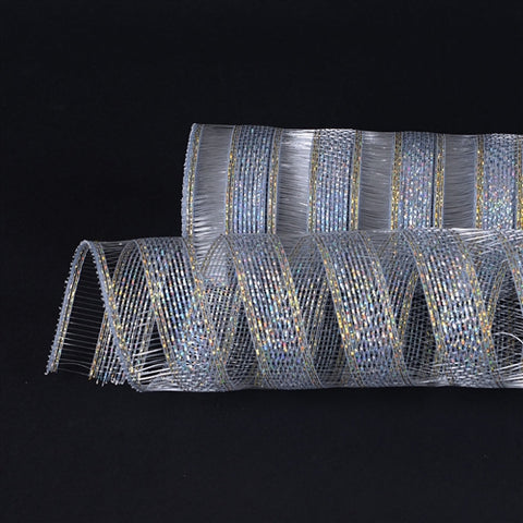 Silver - Deco Mesh Eyelash Metallic Design ( 21 Inch x 10 Yards ) FuzzyFabric - Wholesale Ribbons, Tulle Fabric, Wreath Deco Mesh Supplies