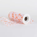 White with Orange - Organza Flower Roll ( 6 Inch | 10 Yards ) FuzzyFabric - Wholesale Ribbons, Tulle Fabric, Wreath Deco Mesh Supplies