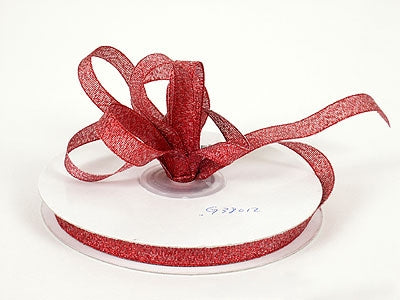 Red Metallic Ribbon - ( W: 3/8 Inch | L: 33 Yards ) FuzzyFabric - Wholesale Ribbons, Tulle Fabric, Wreath Deco Mesh Supplies