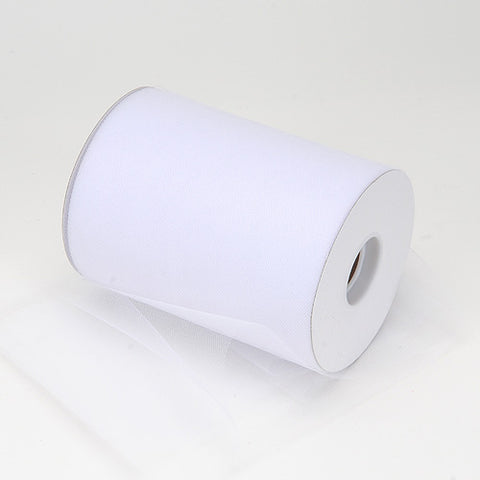 White - 6 Inch by 100 Yards Fabric Tulle Roll Spool FuzzyFabric - Wholesale Ribbons, Tulle Fabric, Wreath Deco Mesh Supplies