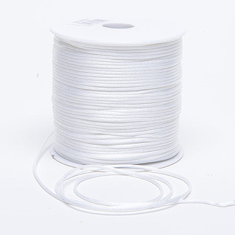 3mm x 100 Yards White 3mm Satin Rat Tail Cord FuzzyFabric - Wholesale Ribbons, Tulle Fabric, Wreath Deco Mesh Supplies