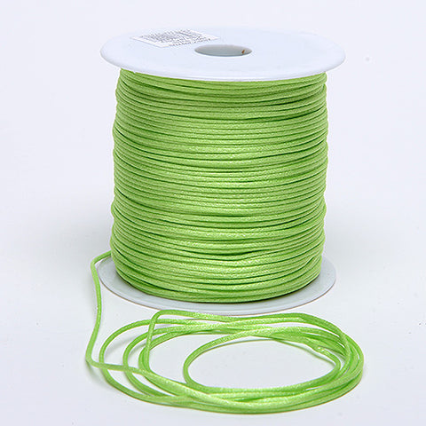 3mm x 100 Yards Apple Green 3mm Satin Rat Tail Cord FuzzyFabric - Wholesale Ribbons, Tulle Fabric, Wreath Deco Mesh Supplies