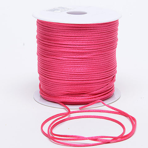 3mm x 100 Yards Fuchsia 3mm Satin Rat Tail Cord FuzzyFabric - Wholesale Ribbons, Tulle Fabric, Wreath Deco Mesh Supplies