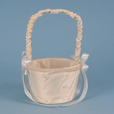 Flower Girl Baskets Ivory ( 9 Inch ) - 4030I FuzzyFabric - Wholesale Ribbons, Tulle Fabric, Wreath Deco Mesh Supplies