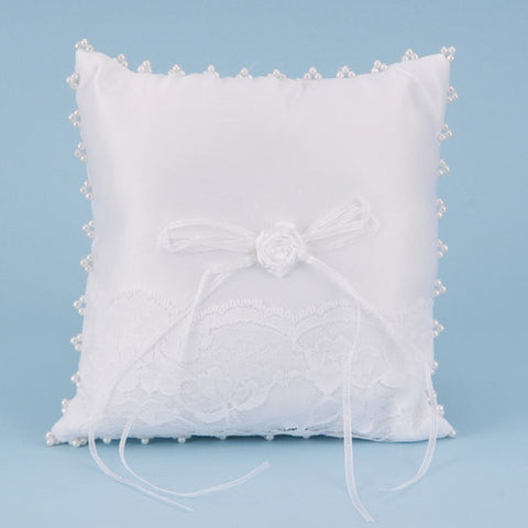 7 Inch x 7 Inch White Ring Bearer Pillow FuzzyFabric - Wholesale Ribbons, Tulle Fabric, Wreath Deco Mesh Supplies