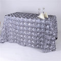 Silver - 90 x 156 inch Rosette Rectangle Tablecloths FuzzyFabric - Wholesale Ribbons, Tulle Fabric, Wreath Deco Mesh Supplies