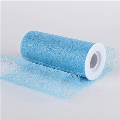 Light Blue - Glitter Sisal Mesh Rolls ( W: 6 Inch | L: 10 Yards ) FuzzyFabric - Wholesale Ribbons, Tulle Fabric, Wreath Deco Mesh Supplies