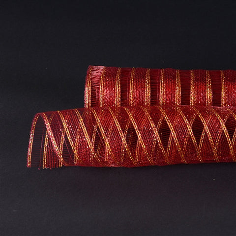 Burgundy - Deco Mesh Eyelash Metallic Design ( 21 Inch x 10 Yards ) FuzzyFabric - Wholesale Ribbons, Tulle Fabric, Wreath Deco Mesh Supplies