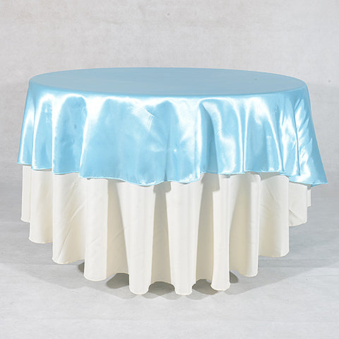 Light Blue - 90 inch Satin Round Tablecloths FuzzyFabric - Wholesale Ribbons, Tulle Fabric, Wreath Deco Mesh Supplies
