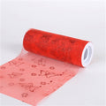 Red - Glitter Butterfly Organza Roll ( W: 6 inch | L: 10 Yards ) FuzzyFabric - Wholesale Ribbons, Tulle Fabric, Wreath Deco Mesh Supplies