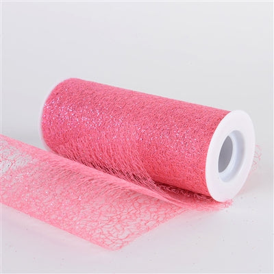 Coral/Pink - Glitter Sisal Mesh Rolls ( W: 6 Inch | L: 10 Yards ) FuzzyFabric - Wholesale Ribbons, Tulle Fabric, Wreath Deco Mesh Supplies