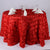 Red - 120 inch Rosette Satin Round Tablecloths FuzzyFabric - Wholesale Ribbons, Tulle Fabric, Wreath Deco Mesh Supplies
