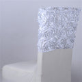 White - 16 x 14 Inch Rosette Satin Chair Top Covers FuzzyFabric - Wholesale Ribbons, Tulle Fabric, Wreath Deco Mesh Supplies