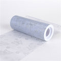 Silver - Glitter Butterfly Organza Roll ( W: 6 inch | L: 10 Yards ) FuzzyFabric - Wholesale Ribbons, Tulle Fabric, Wreath Deco Mesh Supplies