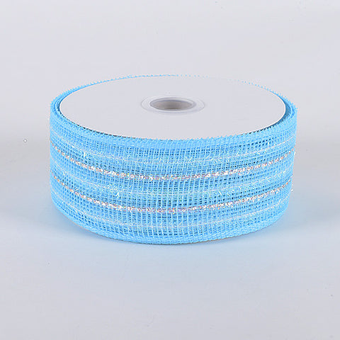 Light Blue - Laser Metallic Mesh Ribbon ( 4 Inch x 25 Yards ) FuzzyFabric - Wholesale Ribbons, Tulle Fabric, Wreath Deco Mesh Supplies
