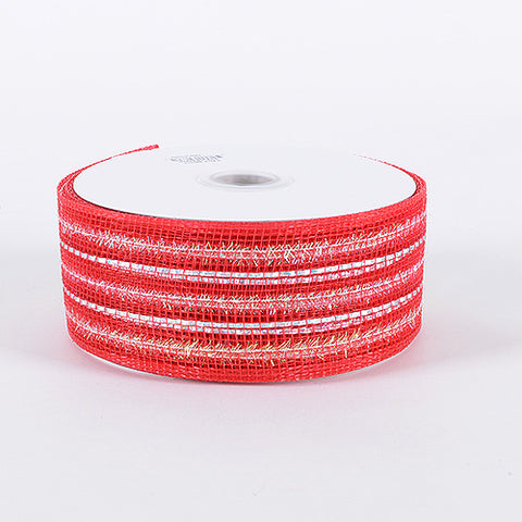 Red - Laser Metallic Mesh Ribbon ( 2-1/2 inch x 25 Yards ) FuzzyFabric - Wholesale Ribbons, Tulle Fabric, Wreath Deco Mesh Supplies