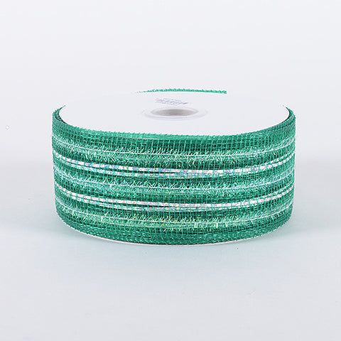 Emerald - Laser Metallic Mesh Ribbon ( 4 Inch x 25 Yards ) FuzzyFabric - Wholesale Ribbons, Tulle Fabric, Wreath Deco Mesh Supplies